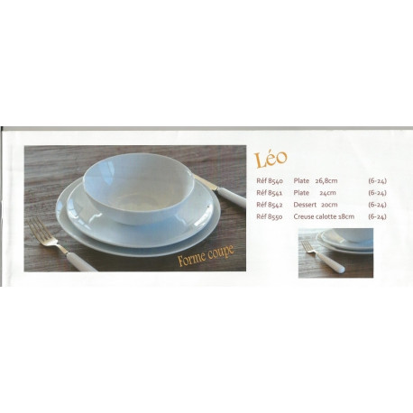 (PORCELAINE) ASSIETTES PORCELAINE BLANCHE LEO