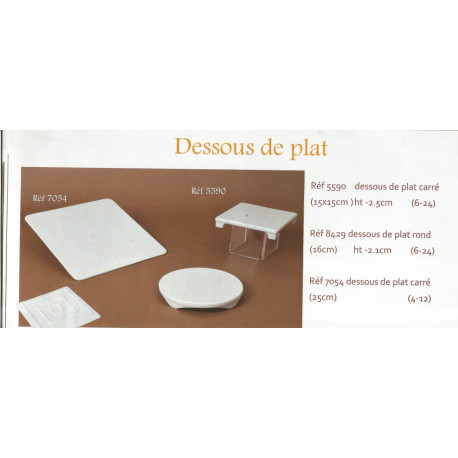 (PORCELAINE) DESSOUS DE PLAT PORCELAINE BLANCHE (PORCELAINE) DESSOUS DE PLAT PORCELAINE BLANCHE