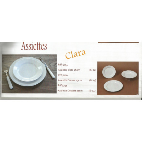 (PORCELAINE) ASSIETTES PORCELAINE CLARA