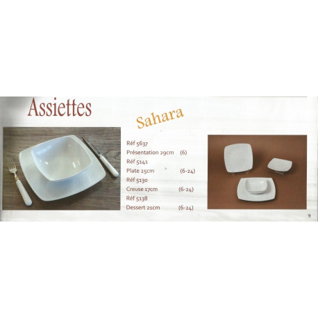 (PORCELAINE) ASSIETTES PORCELAINE SERIE SAHARA (PORCELAINE) ASSIETTES PORCELAINE SERIE SAHARA