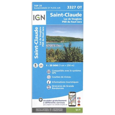 Carte IGN 3327 OT - Saint Claude - Lac de Vouglans - PNR du Haut-Jura